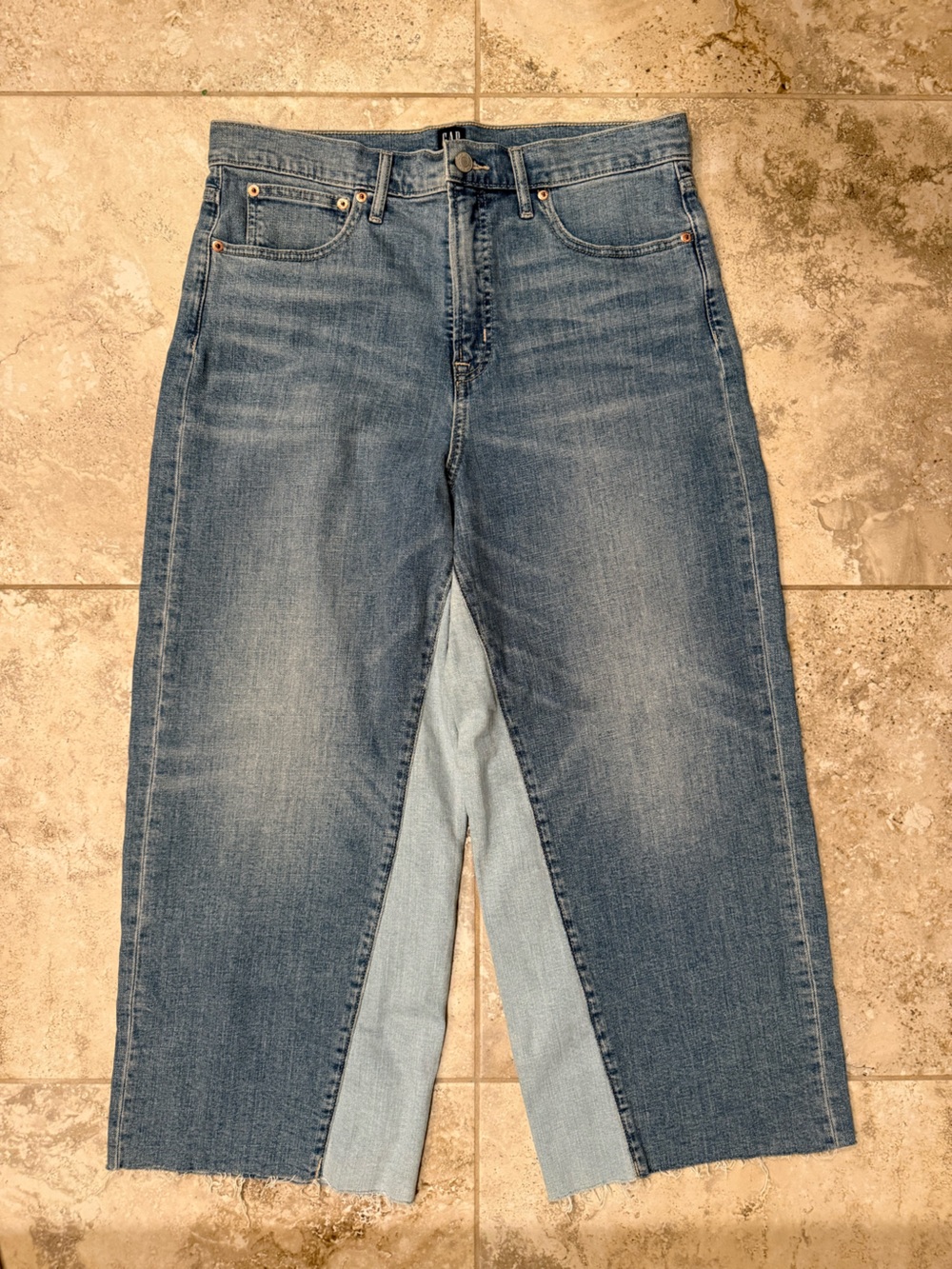 GAP Two Tone High Rise Wide Leg Denim Jeans